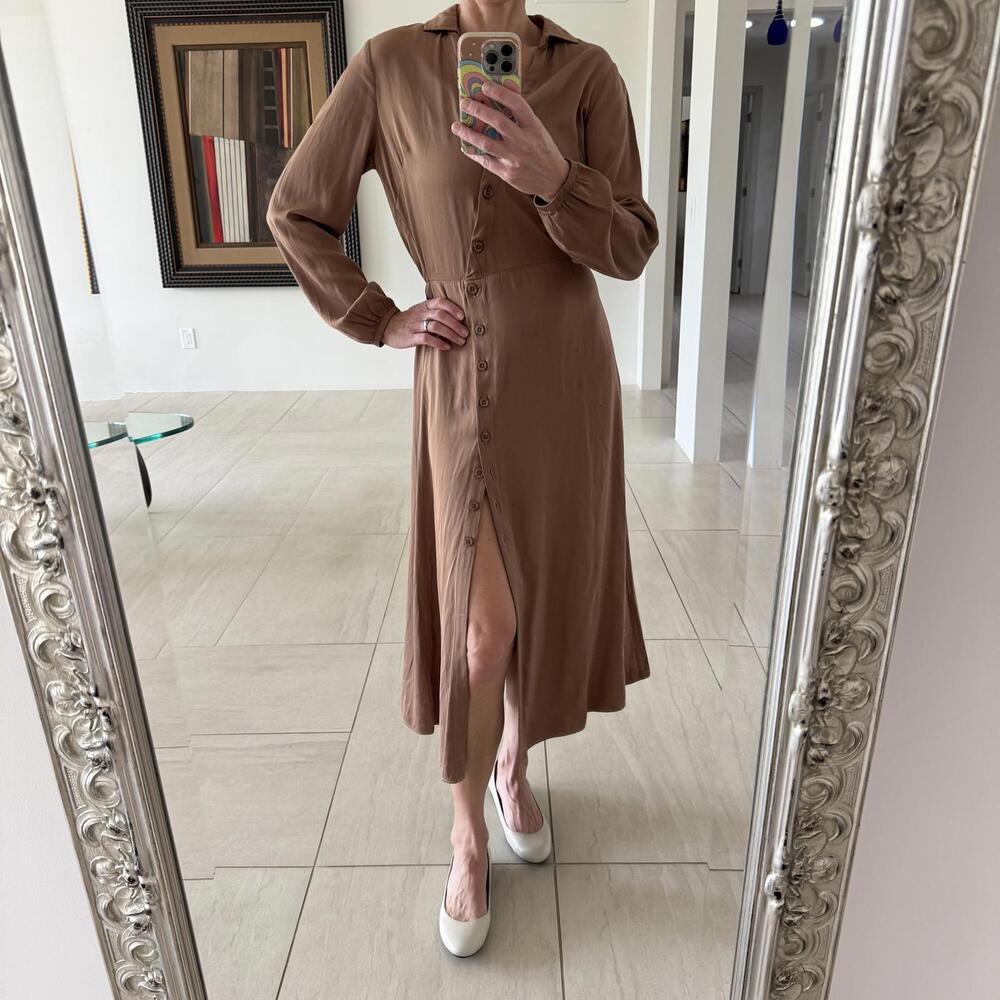 Cloth & Stone Midi Button-Up Dress Long Sleeves  - Size S
